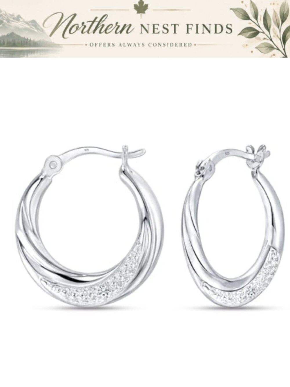 Small 925 Sterling Silver Hoop Earrings for Women Click-Top